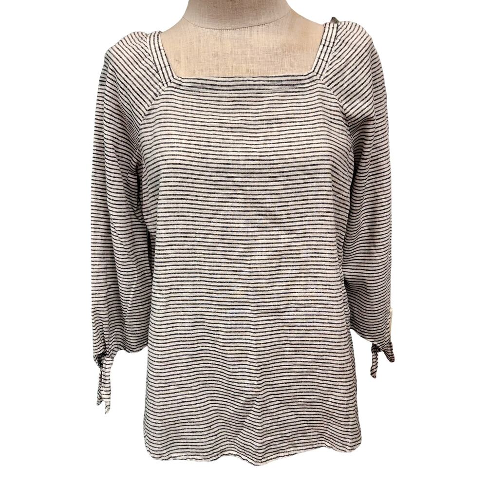 Liz Claiborne linen cotton square neck nautical blouse S